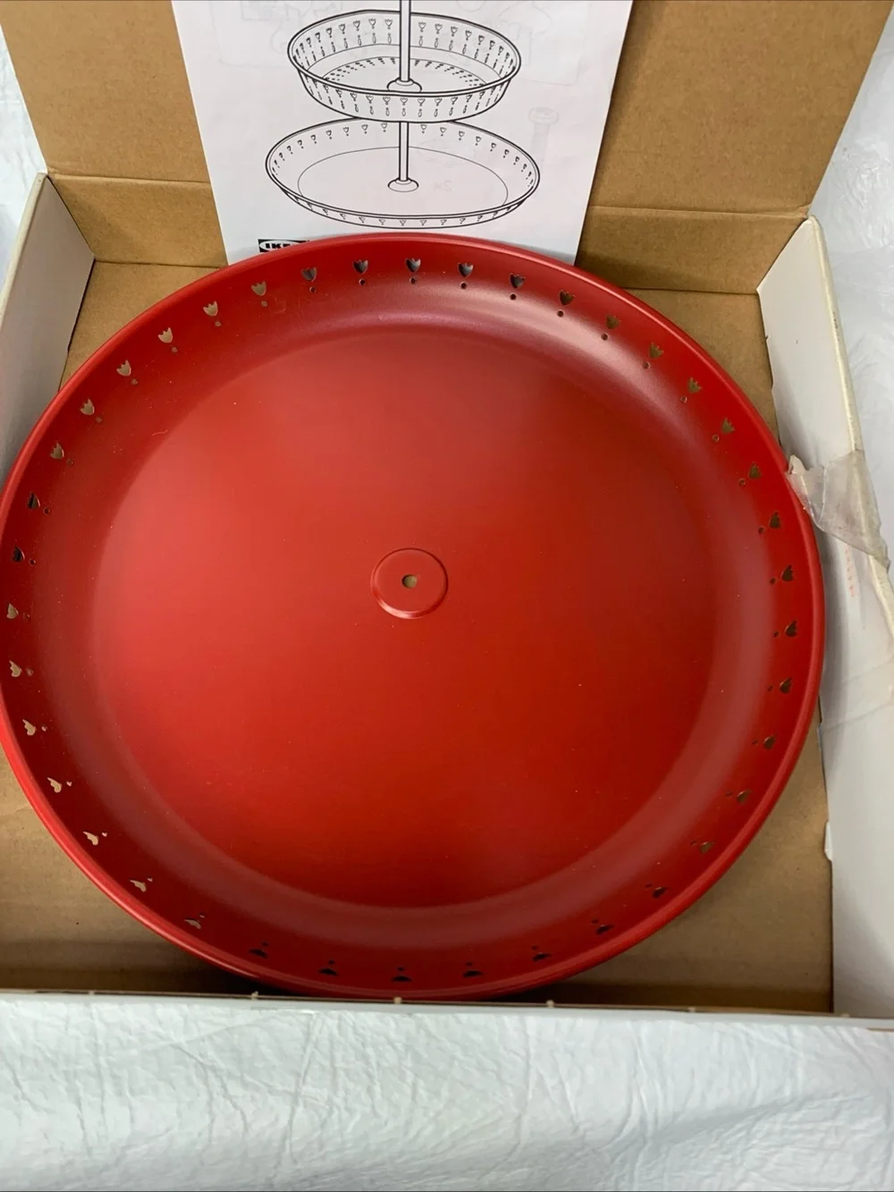 IKEA GARNERA Steel Serving Stand 2 Tiers Red Spring Tulips Design 11.5 & 13